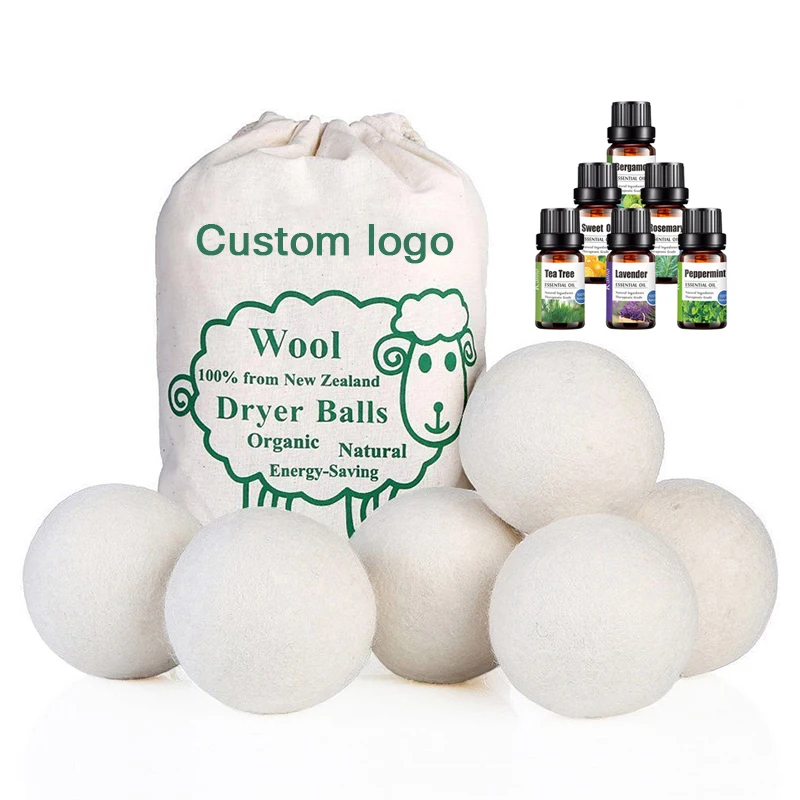 

Wholesale Price 6 Pack 100% Natural Organic New Zealand Wool Laundry Dryer Balls With Lavender Essential Oil, Customized color