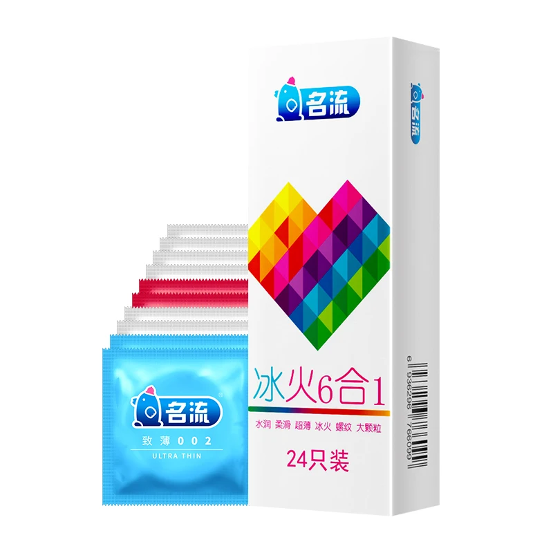 

Celebrity Passion Ice Fire Six-in-One Condom 24 Pack Ultra-thin Granule Condom Adult Family Planning Products