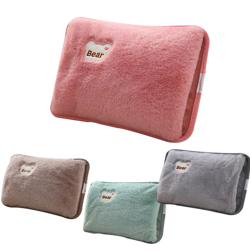 

Winter Hot-selling US/EU Plug Cute Furry Covered Water Filling Rechargeable Electric Hot Water Bottle Reusable Hand Warmer CE, Pink,green,gray, brown