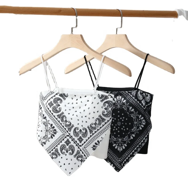 

printing inside outside halter vest outside wear fashion machine top Korea edition slim undershirt women Ice Silk chest wrap, White, black