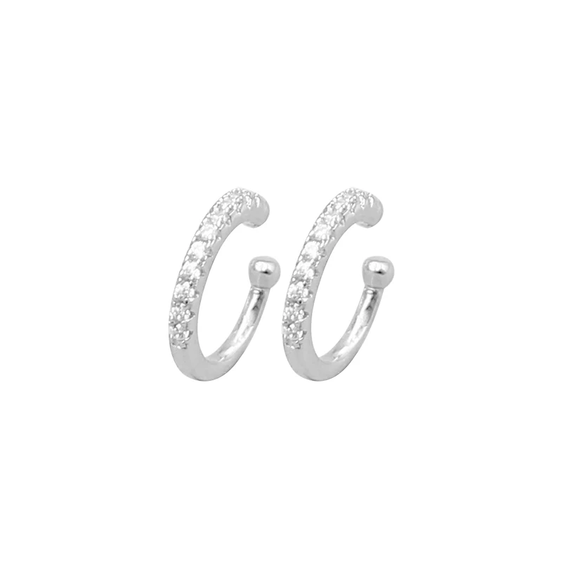 

Minimalist Ear Cuff 925 Sterling Silver White/18K Gold Plated Zircon CZ cuff earring no piercing