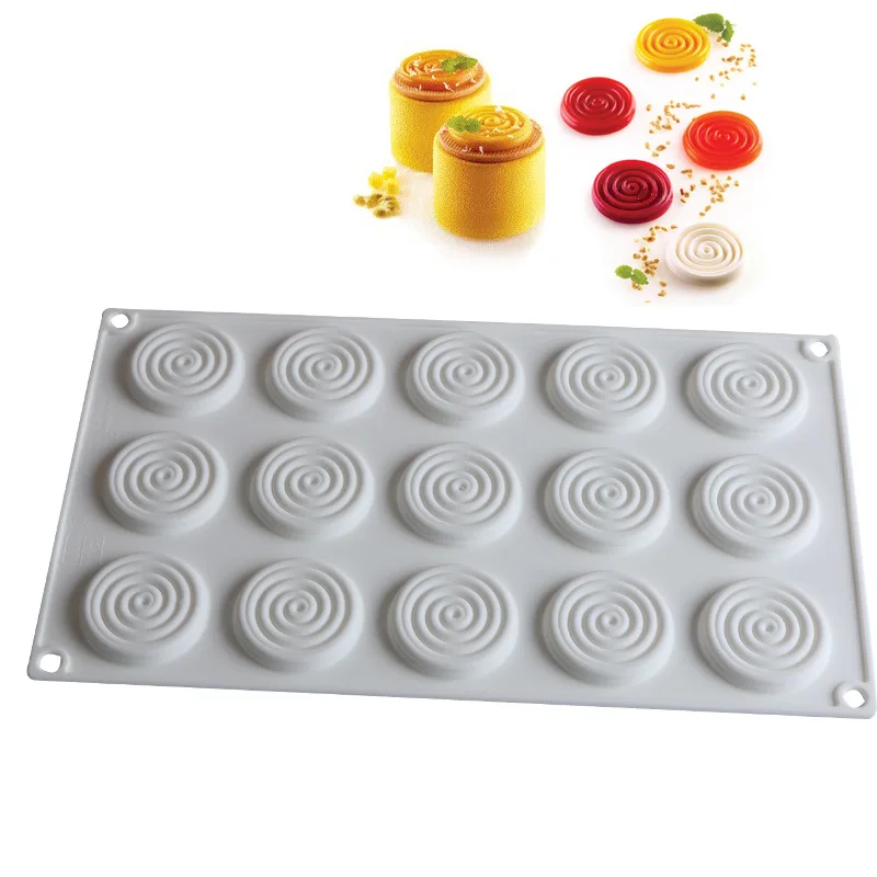 15 腔蚊香形状硅胶白色慕斯蛋糕模具为 diy 烘焙蛋糕和制作肥皂或