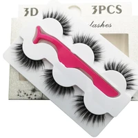 

3D Mink Lashes 3 Pairs Makeup False Eyelashes Hand Made Faux 3D Makeup Full Strip Lashes