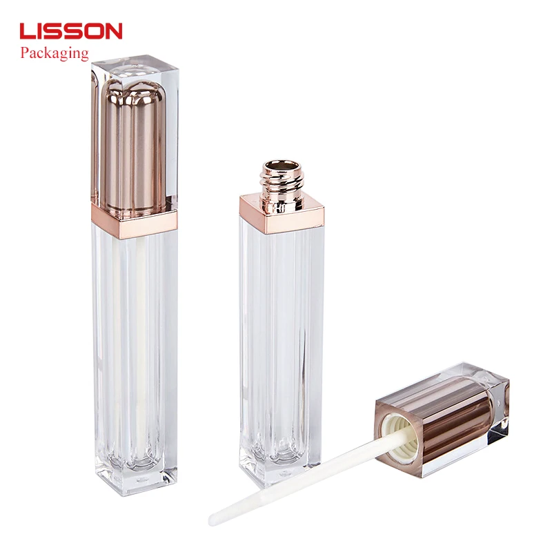 5-7ml Customize Empty Square Lip Gloss Container Cosmetic Packaging lipgloss balm with wand