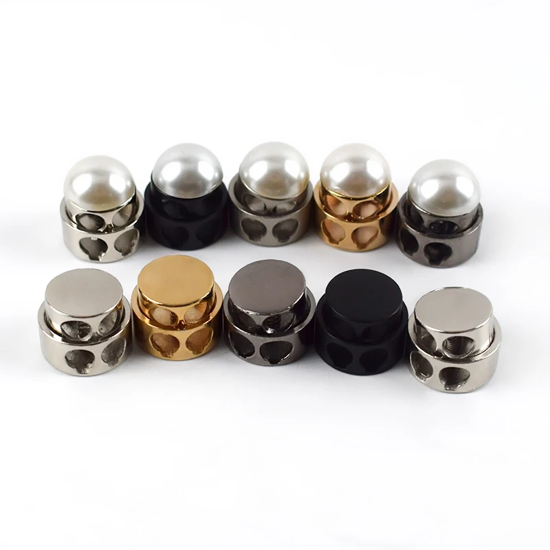 

Meetee DS010 5mm Garment Accessories Adjustment Jeans Hat Pearl Double Hole Round Stopper Decoration Buckles Metal Spring Button