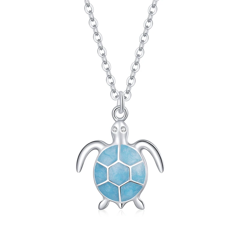 

SCN446 New fashion silver jewelry 925 sterling silver blue turtle necklace