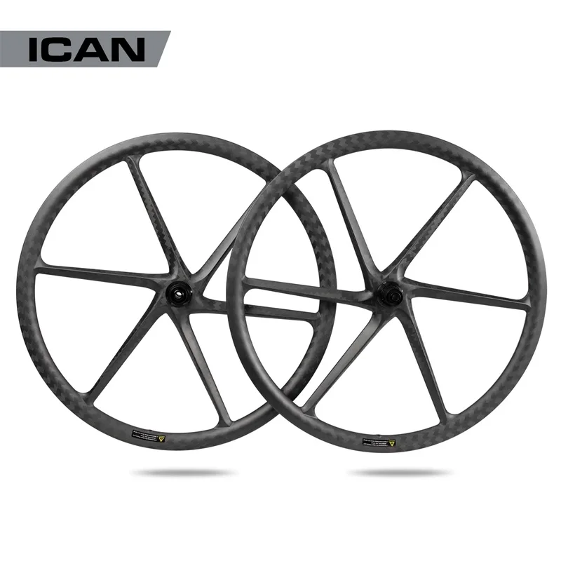 

ICAN Bikes Carbon six spoke Wheel 6spoke wheels Road Wheelset Disc Brake 100*12 142*12 For Cycling Bike