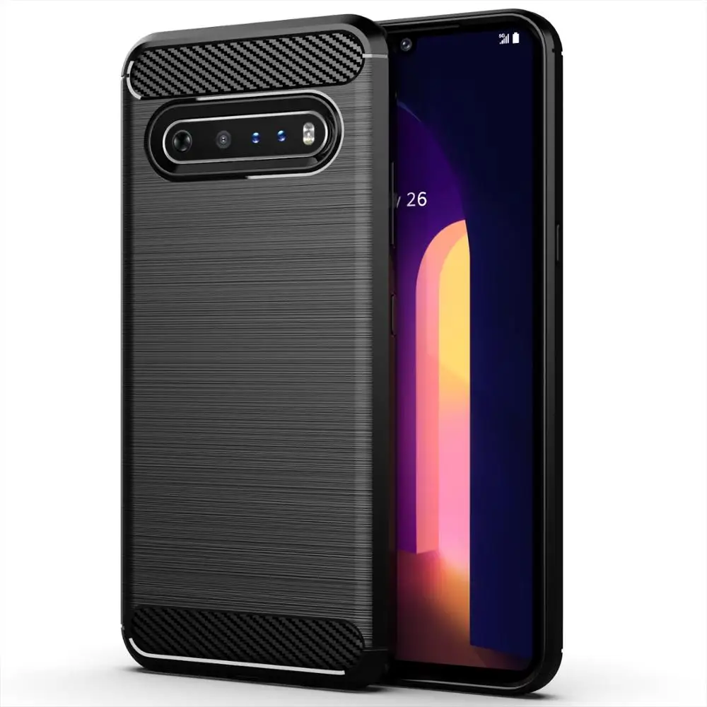 

Carbon Fiber Shockproof Soft TPU Back Cover mobile Phone Case For LG v60 thinq