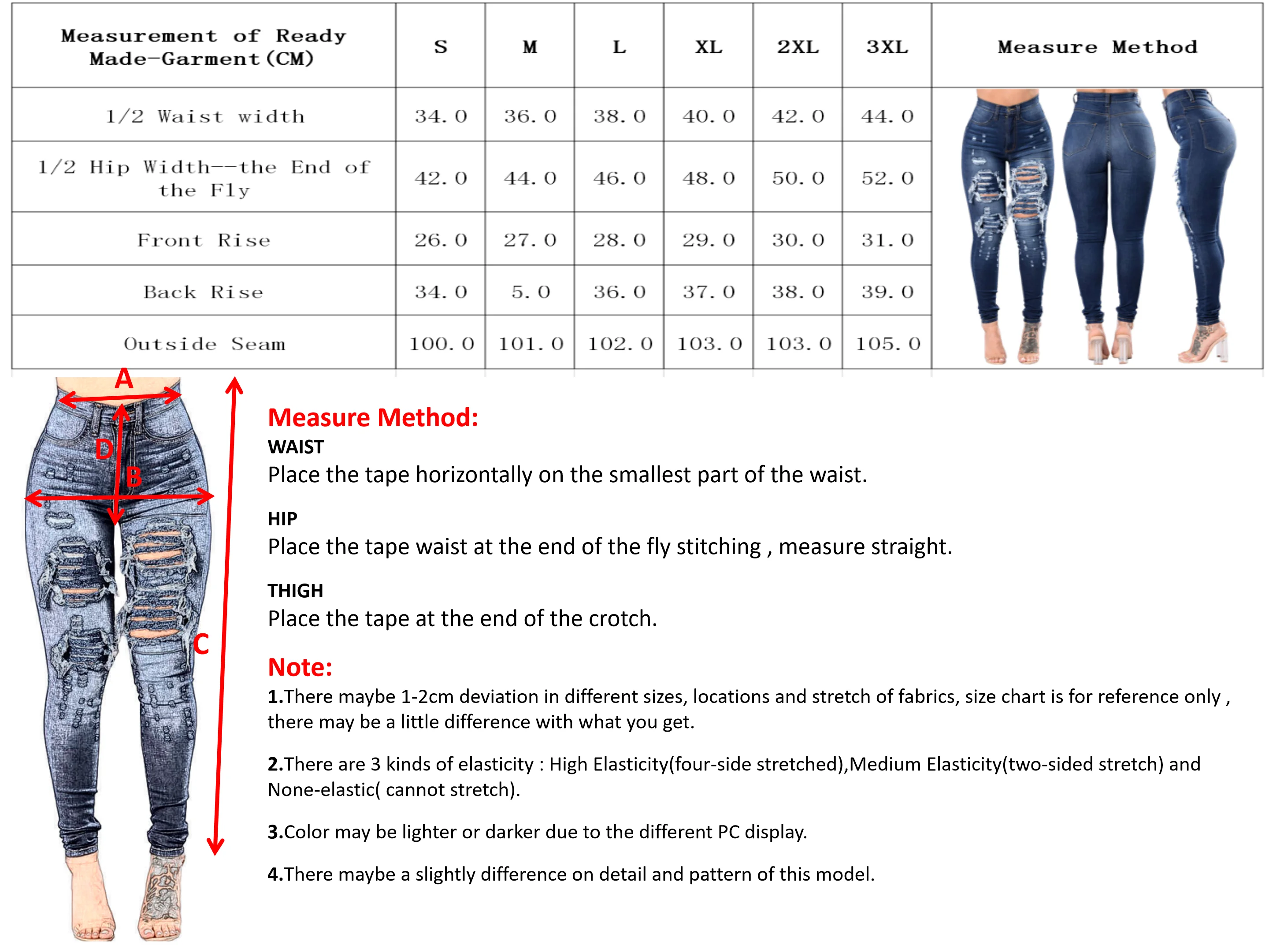 leggings colour chart with names