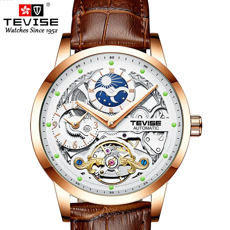 

RTS Top Sale Tourbillon Movement Men Watches Leather Mechanical Automatic Wrist Watch, Optional