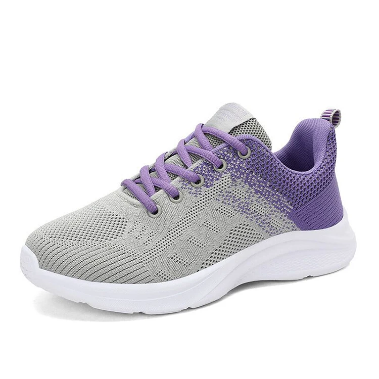

Fashionable women's casual shoes flying woven women's breathable wedge shoes slow walking style flat-bottomed non-slip sneakers