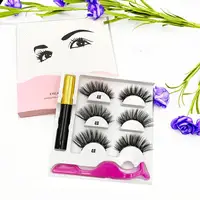 

2019 New styles top quality 3D magnets powerful mink eye lashes silk false magnetic eyelashes