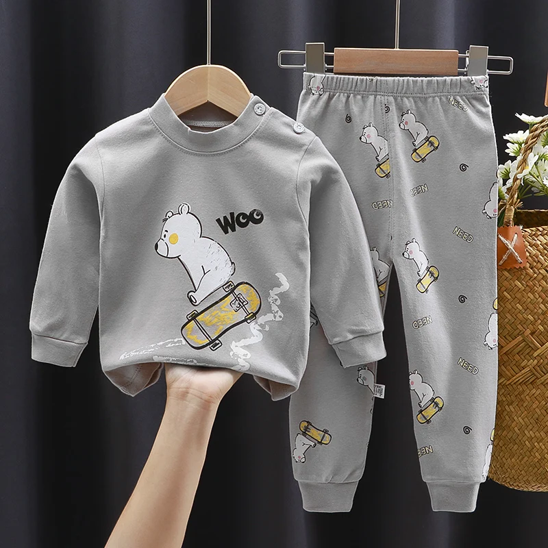 

Children's Cotton Boys Pajamas Sets Sleepwear Long Sleeve Pajamas Set, Picture shows