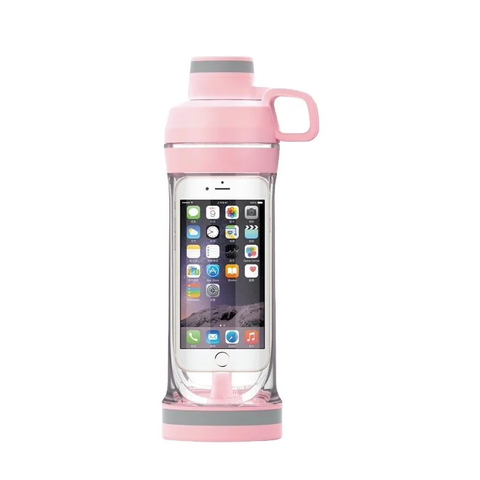 

2020 new design multifunctional double wall phone plastic sport water bottle, Customized color
