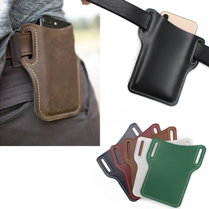 

Hot Sale PU leather universal phone sleeve with belt holder carry-on cell phone pouch, Black,dark brown,coffee brown