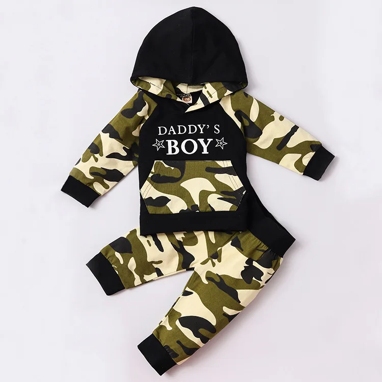 

2021 new fashion autumn children little boy sweatshirt kids baby boys clothing sets Long sleeve camouflage suit