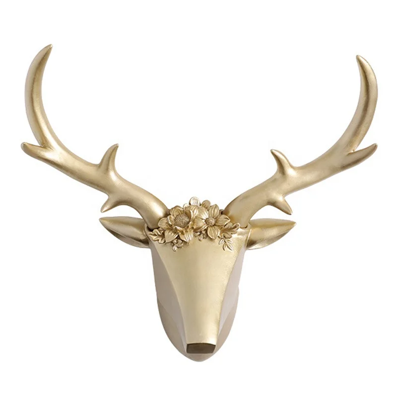 

Time Slow Amazon European style living room wall decoration creative resin crafts simulation animal head shape wall hanging
