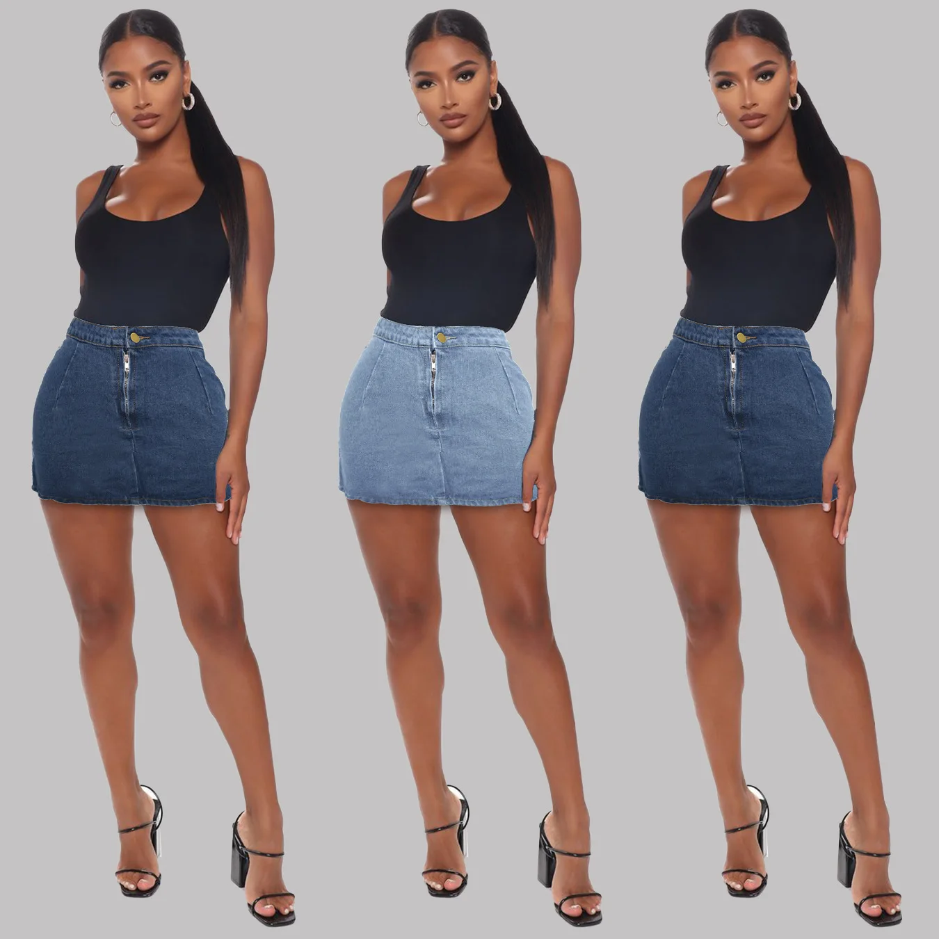 

Hot Selling New Products Slim Fit Split Hip Skirt Denim Bag On Both Sides