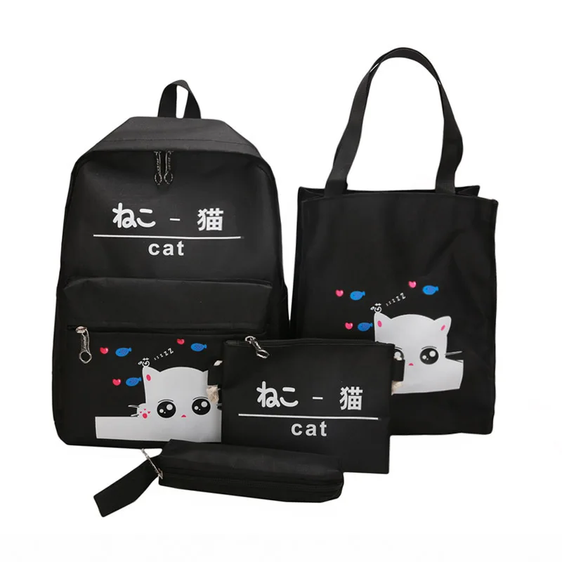 

2021 New Arrival High Quality Korean Style Cute Female School Bags Set Teenagers Back Pack College Backpack Bag Set For Girl, Black, blue, pink, gray