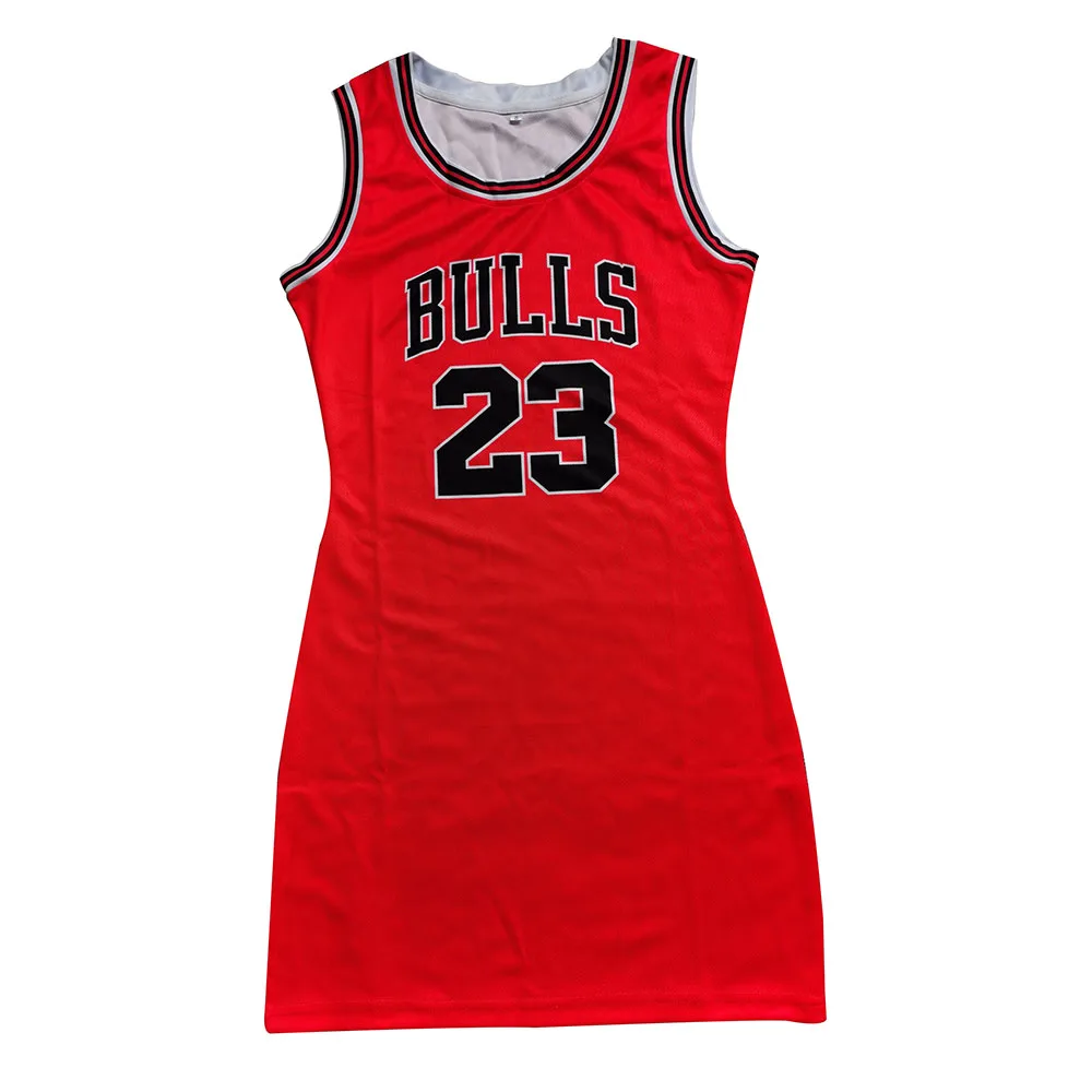 

Wholesale custom sports mesh sexy jersey dresses women bull 23 jordan basketball jersey shirt dress, Customized colors