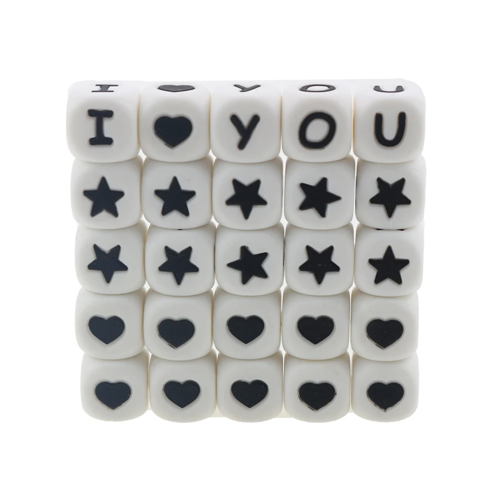 

black teething dummy pacifier clip hebrew bead clip round heart alphabet  silicone letter beads