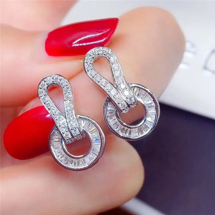 

Silver Color Crystal Earring Cubic Zirconia Gift for Women Girls Party Jewelry Wholesale Gift