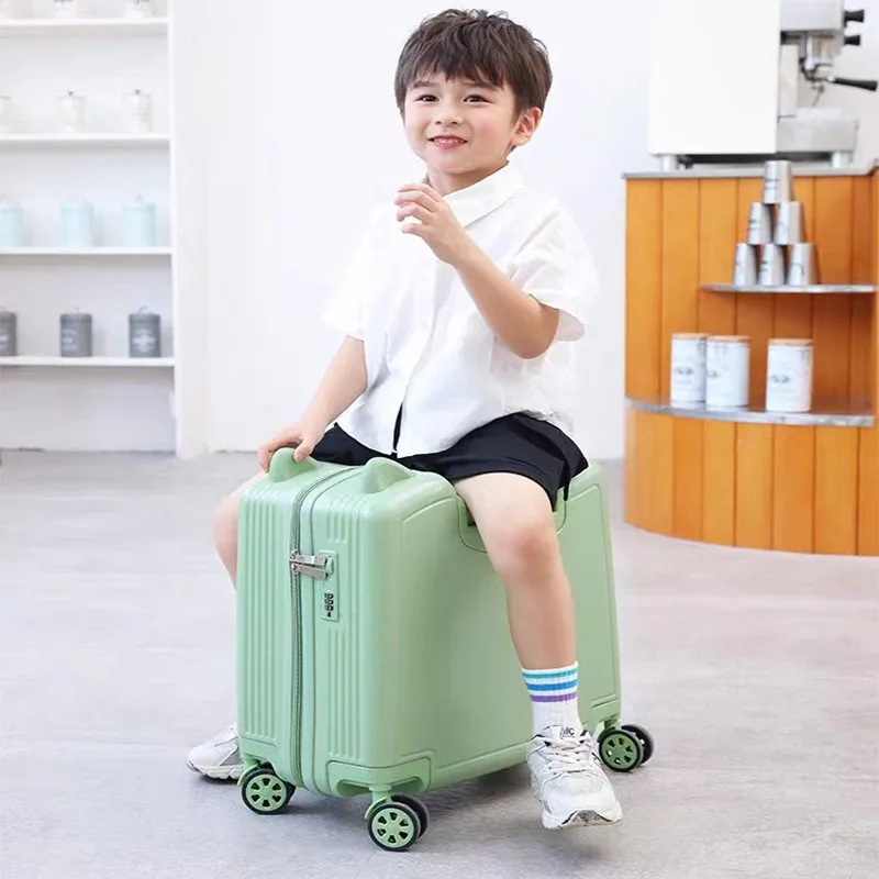 

20' custom ABS PC children travelling printed case trolley bag cartoon character kids travel riding suitcase kid's luggage