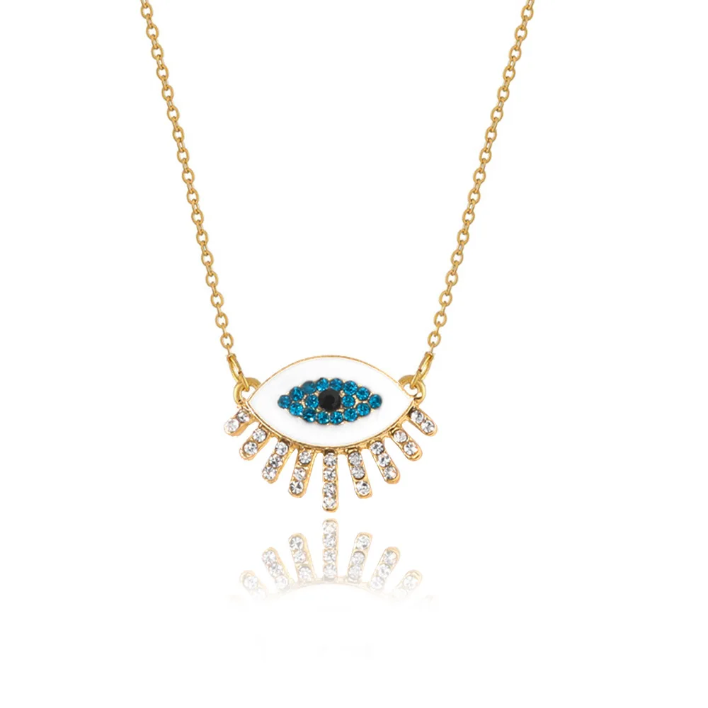 

JUHU New diamond-studded eye alloy necklace fashion sexy temperament clavicle chain hip hop punk alloy jewelry wholesale, Gold