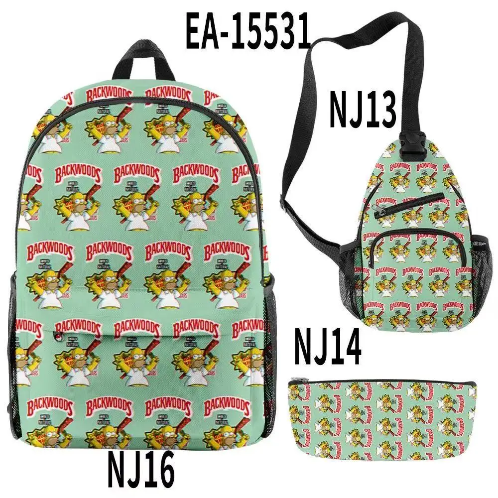 

B95-10 2021 New 3D Cheap 3 Pcs Set Canvas Teenage Young Girls Child Pop Kids Backpack School Bags