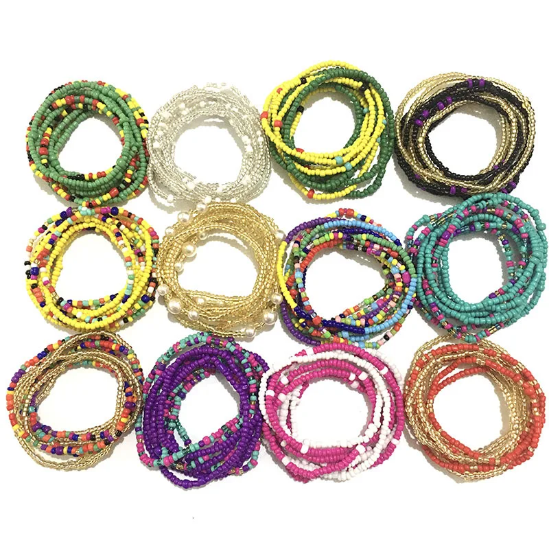 

Wholesale Crystal Glass African Africaanse Ghana Ghanaian Tie On Waist Beads Strings Tie On With Charms Waist Beads