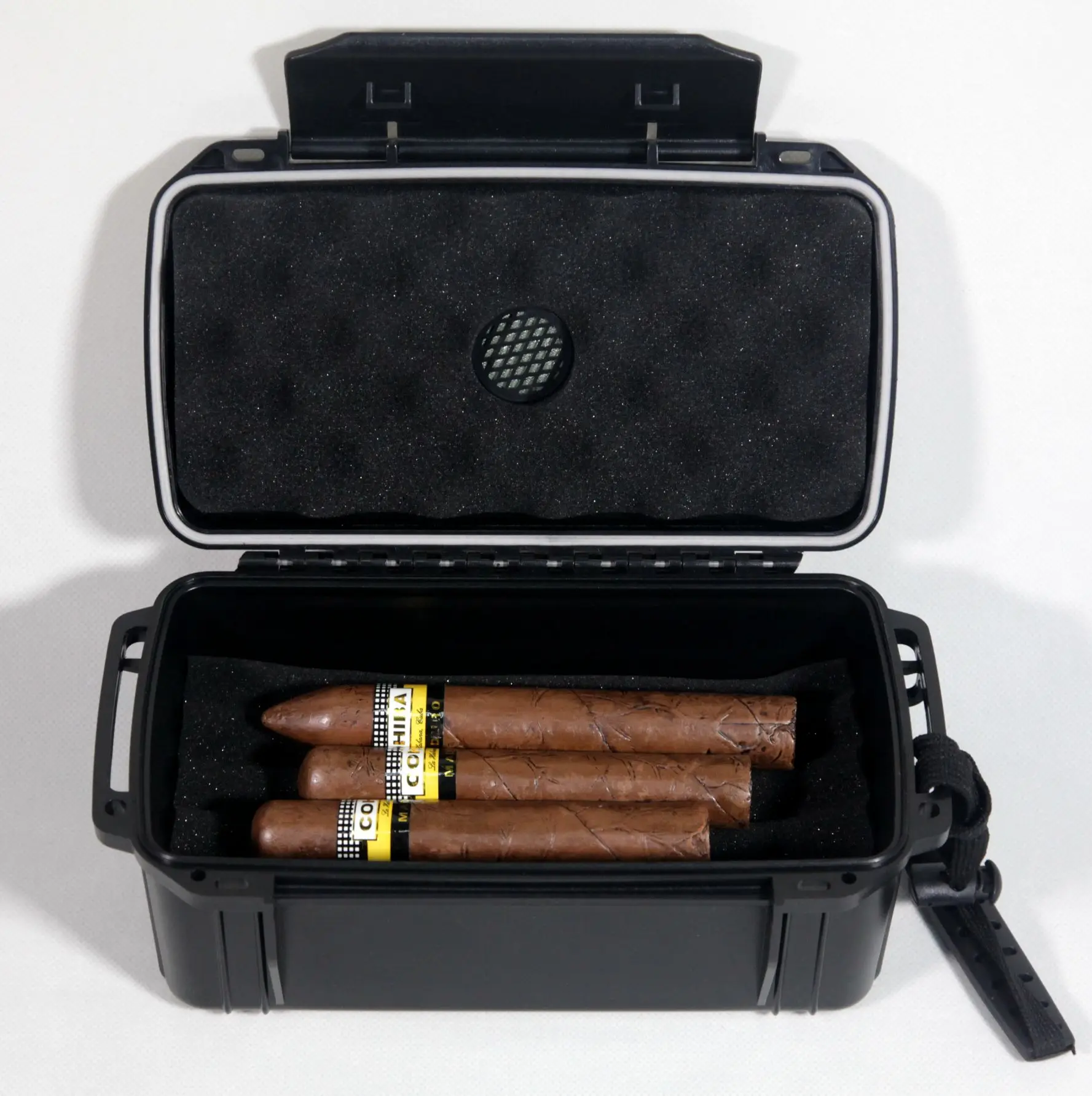 

Smell proof Cigar Display Hinged Portable Hard Plastic Protective 15 COUNT Weed Roll Travel Cigar Humidor Case