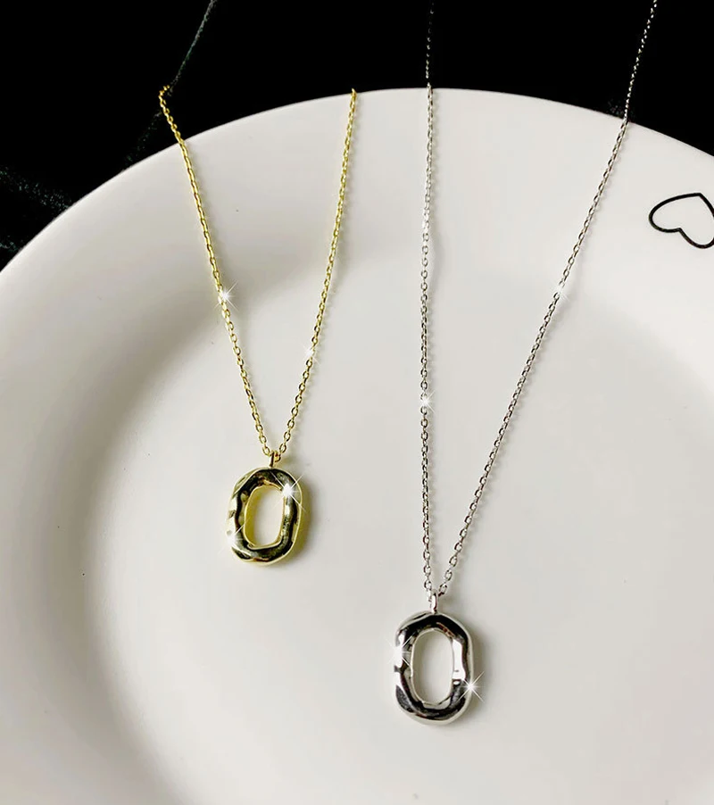 

Dylam Donut Popular Fashion 18K Gold Plated Trendy Minimalist Jewelry 925 Sterling Silver Circle Pendant Necklace