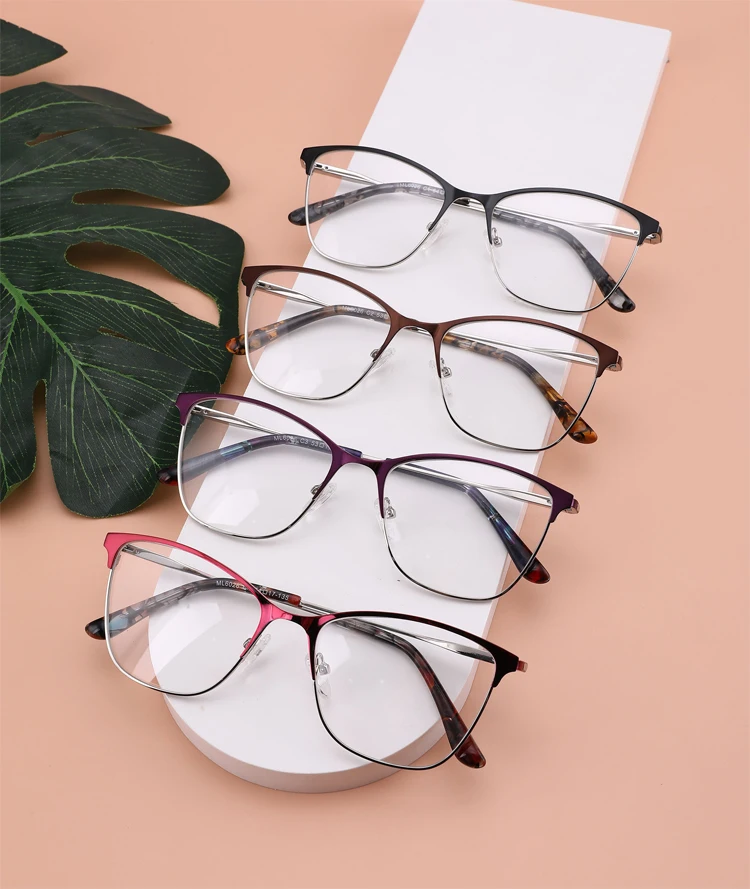 

2021 Classic Brand Design Frame Ultra Light Half Metal Eyewear Squsre Eyeglasses Glasses, 4 colors