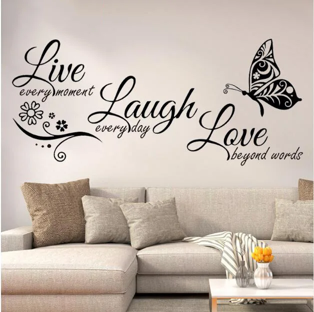

Butterfly motto sticker creative wall sticker decorations waterproof decor Art Mural Decal, Black
