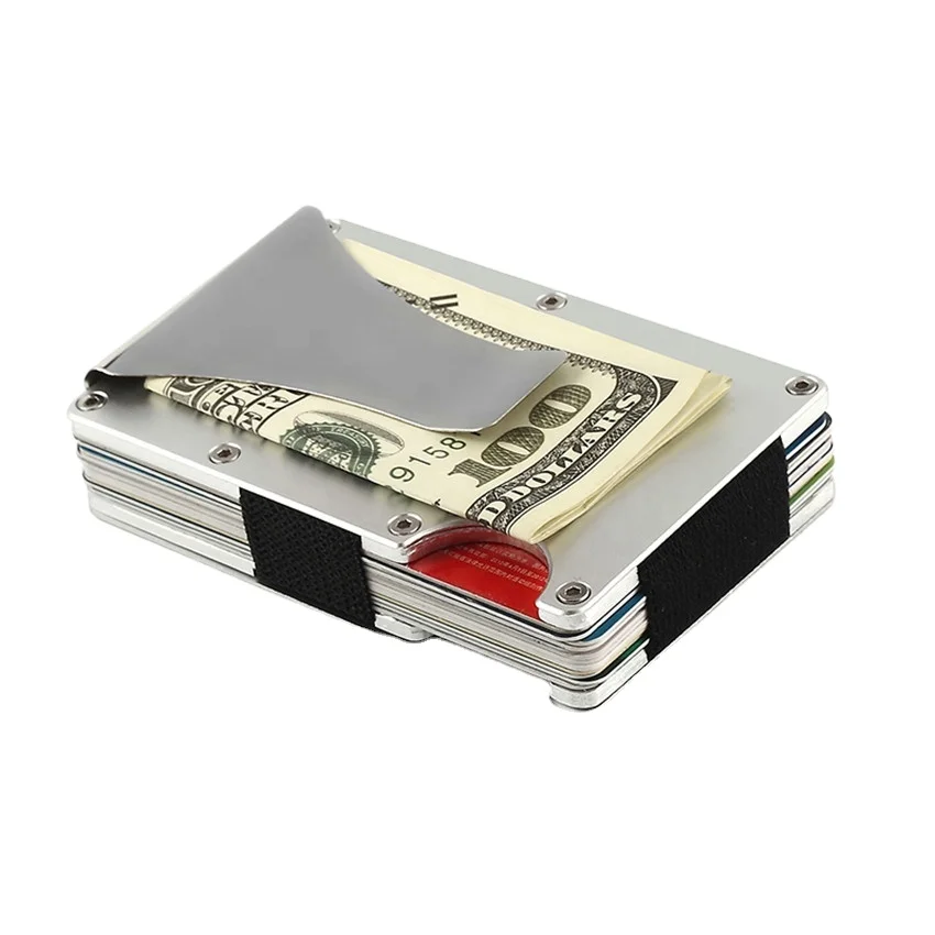 

Carbon Fiber Minimalist Wallet with Money Clip Aluminum Credit Card Holder Slim Front Pocket RFID Blocking For Men or women