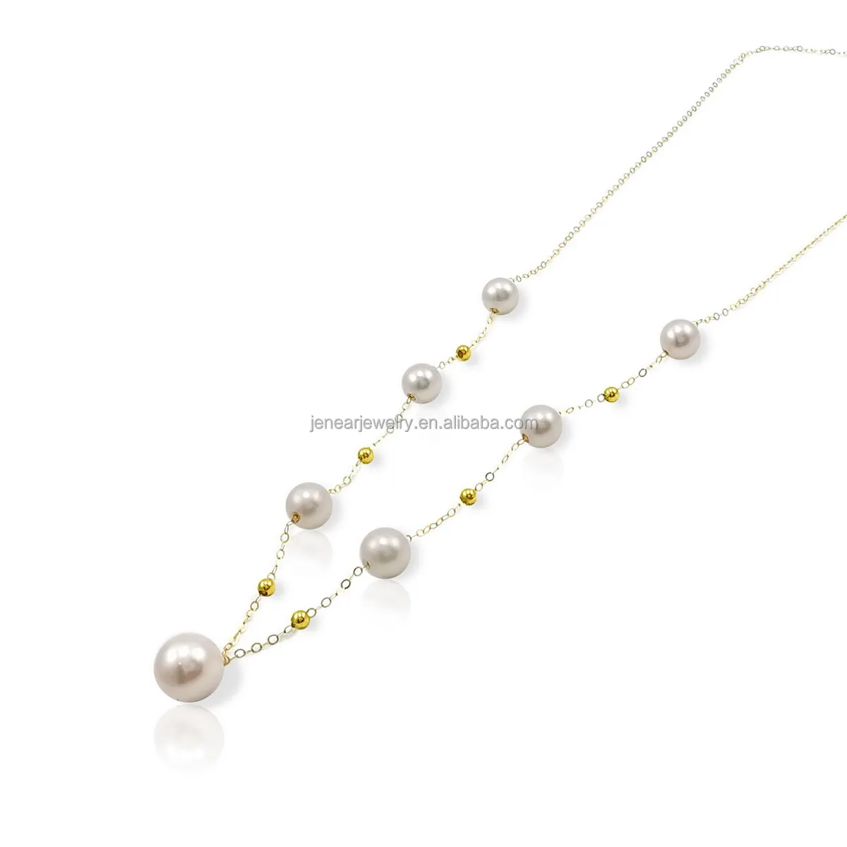 

Genuine pearl necklace real solid gold 18K AU750 gold natural freshwater pearls pawnable gold necklace