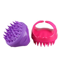 

Hair Scalp Massage Brush Purple Round Silicone Shampoo Brush