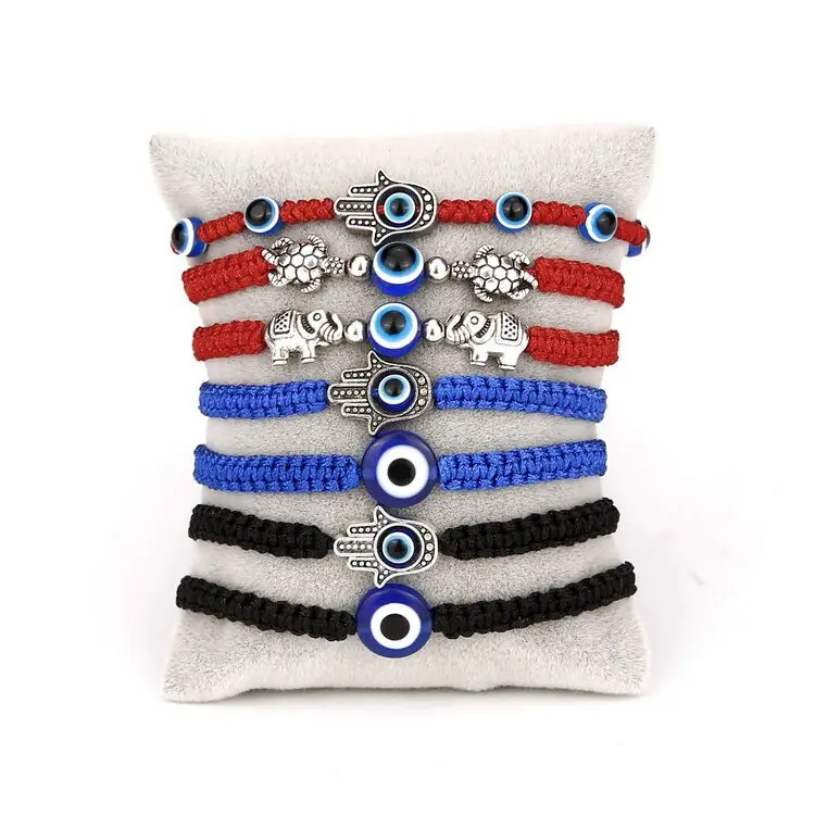 

2021 Fashion Handmade nylon Glass Beads Alloy Baby Evil Eye Newborn Bracelet For Baby Shower Gift, Multi-color