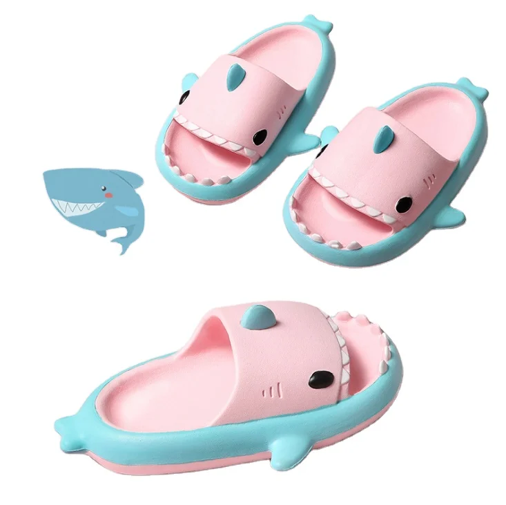 

Colours Stereoscopic Shark Slippers For Baby Summer Home Kid's Non-slip Soft Sole EVA Slippers, As pic