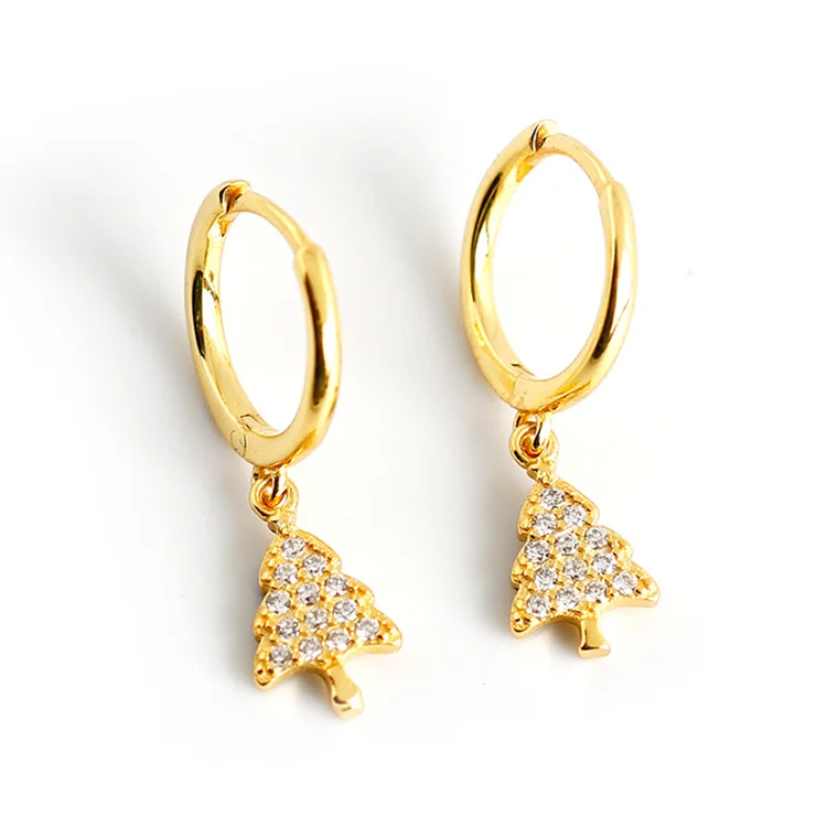 

New design sterling silver earing zircon blank 925 Zircon tree Earrings cz double drop earring