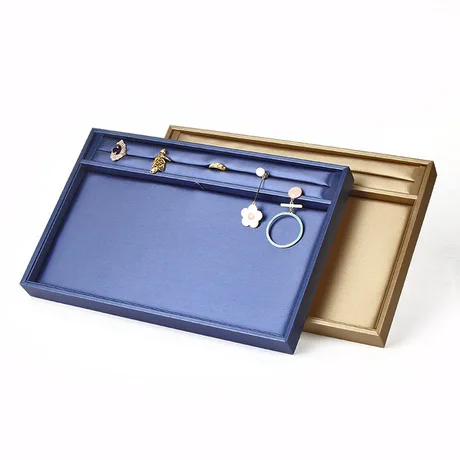 

Wholesale Price Exquisite PU Leather Jewelry Display Plate Fashion Fine Jewelry Display Ring Necklace Tray