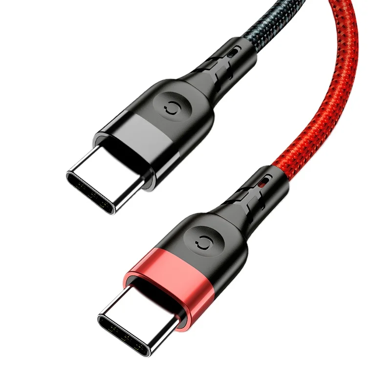 

Trending 2021 Free sample 3A High Quality Nylon Braid Fast Phone Aluminum Alloy Cable Charger USB Type C to C Cable, Black, red, blue