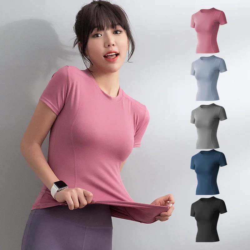 

High Quality Seamless Top Yoga Outfits Short Sleeve Quick-drying Coat With Fair Price, Customized colors