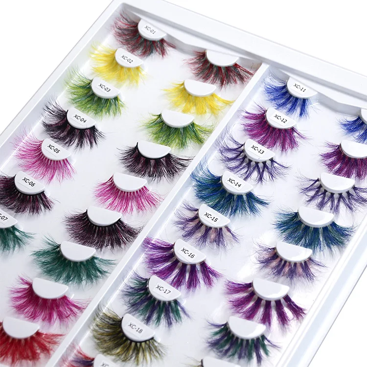 

Summer Fashion Colorful Mink Extra Fluffy Eyelashes Strips Colored Minks Eyelashes Vendor, Real black