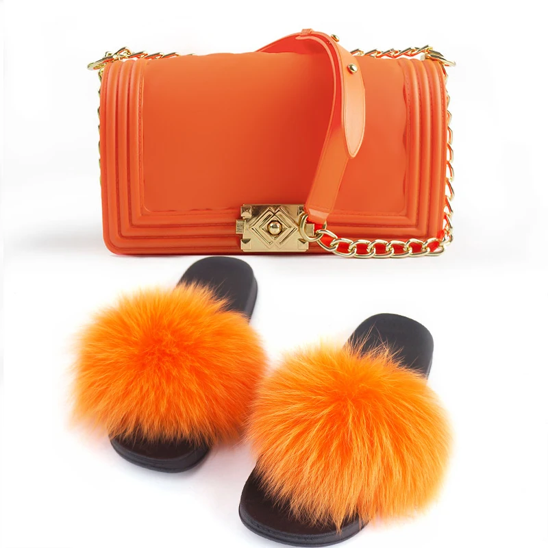 

Top Selling Fashion New arrivals solid color orange jelly bag purse with high quality slide for women