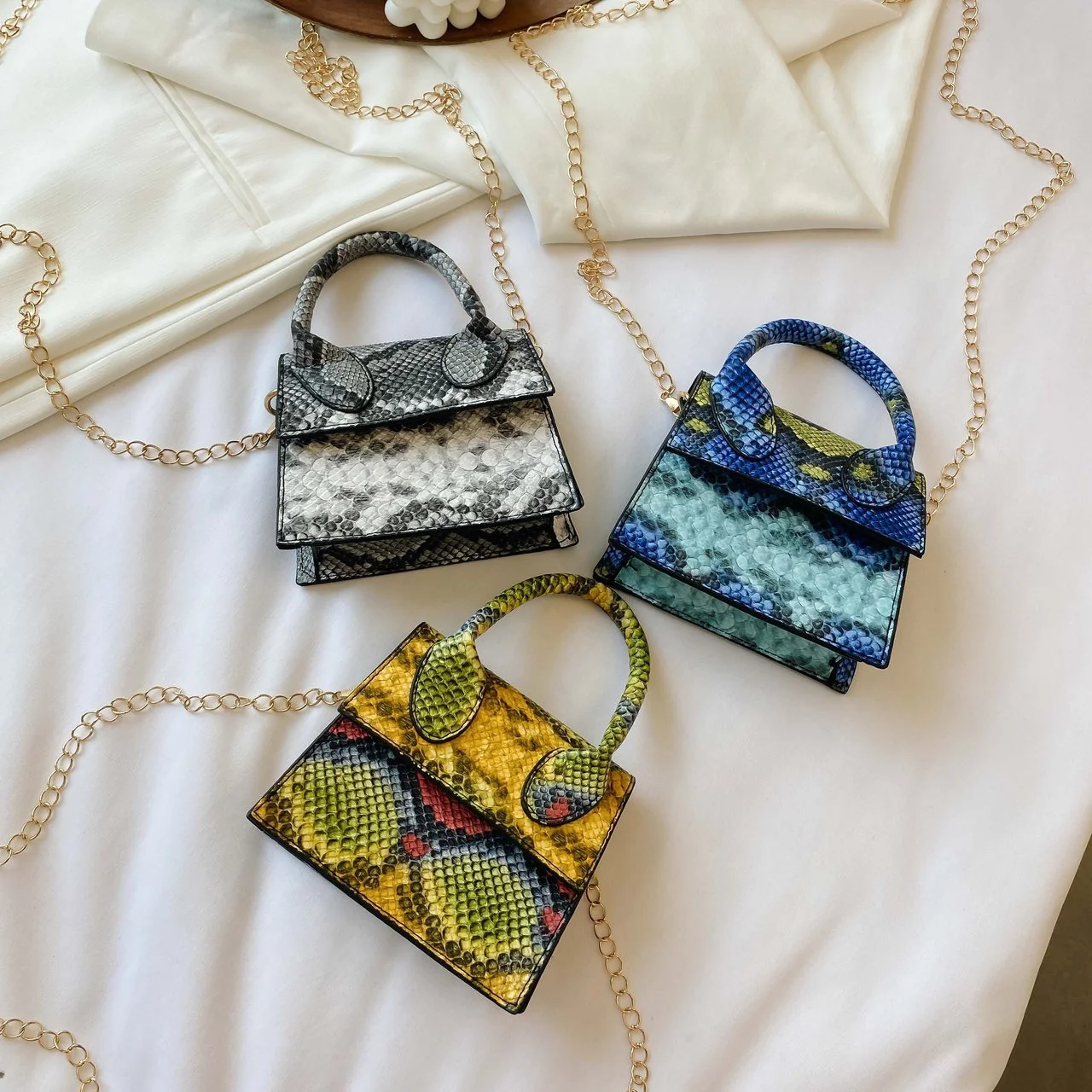 

Wholesale snake skin print handbags small square women bags designer handbags famous brands handbags for women hand bags, 3 colors