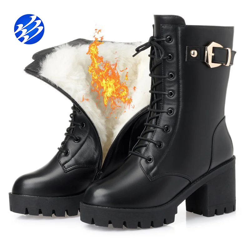 

Buy Boots Women Shoes Autumn Winter Fur Snow Boots, Black / black fleece lined