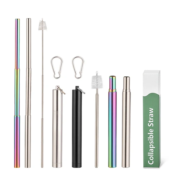 

Portable Reusable Telescopic Straw Gradient Stainless Steel Straws With Logo Eco Friendly, Customized color