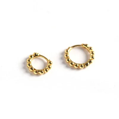 

S925 Sterling Silver Delicate Gold Earrings INS Minimalist Bead Huggie Hoop Earrings Pendant For women Chain jewelry