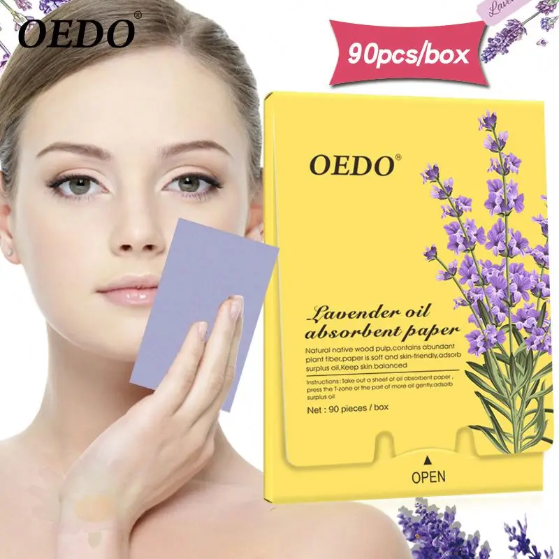 

90pcs/box Lavender Oil Absorbent Paper Sheets Face Care Repair Skin Care Reduce Oil Keep Face Clean Ance Treatment Whitening